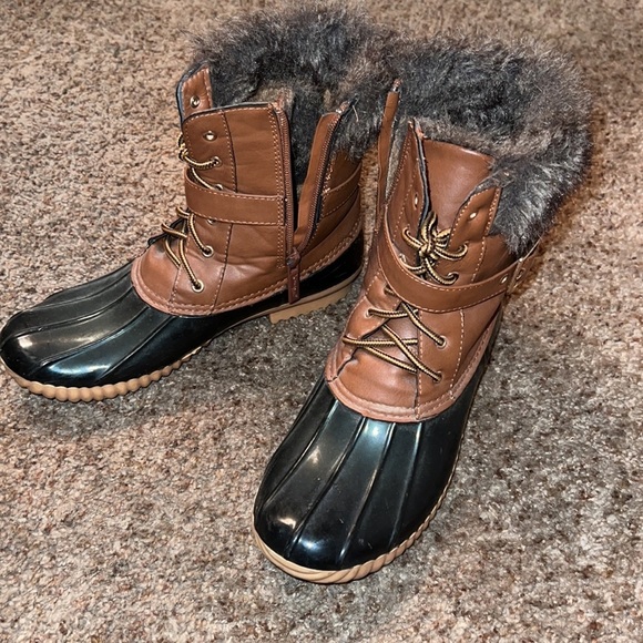 🛍️Rain or snow boots with fur brown and black - Picture 3 of 6